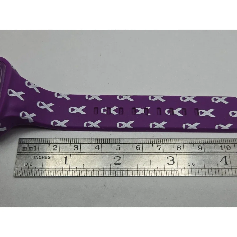 Flex Purple Awareness Ribbon Silicone Unisex Quartz Wristwatch 3 ATM New Battery